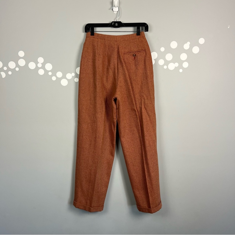 LIzSport Vintage Tweed Pantsuit Rust Herringbone Blazer Pants Set Size 6 - Picture 12 of 15